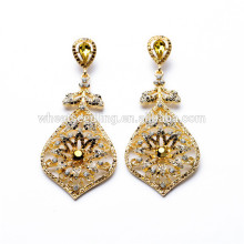 top brand flower full crystal vintage latest fashion long drop earrings